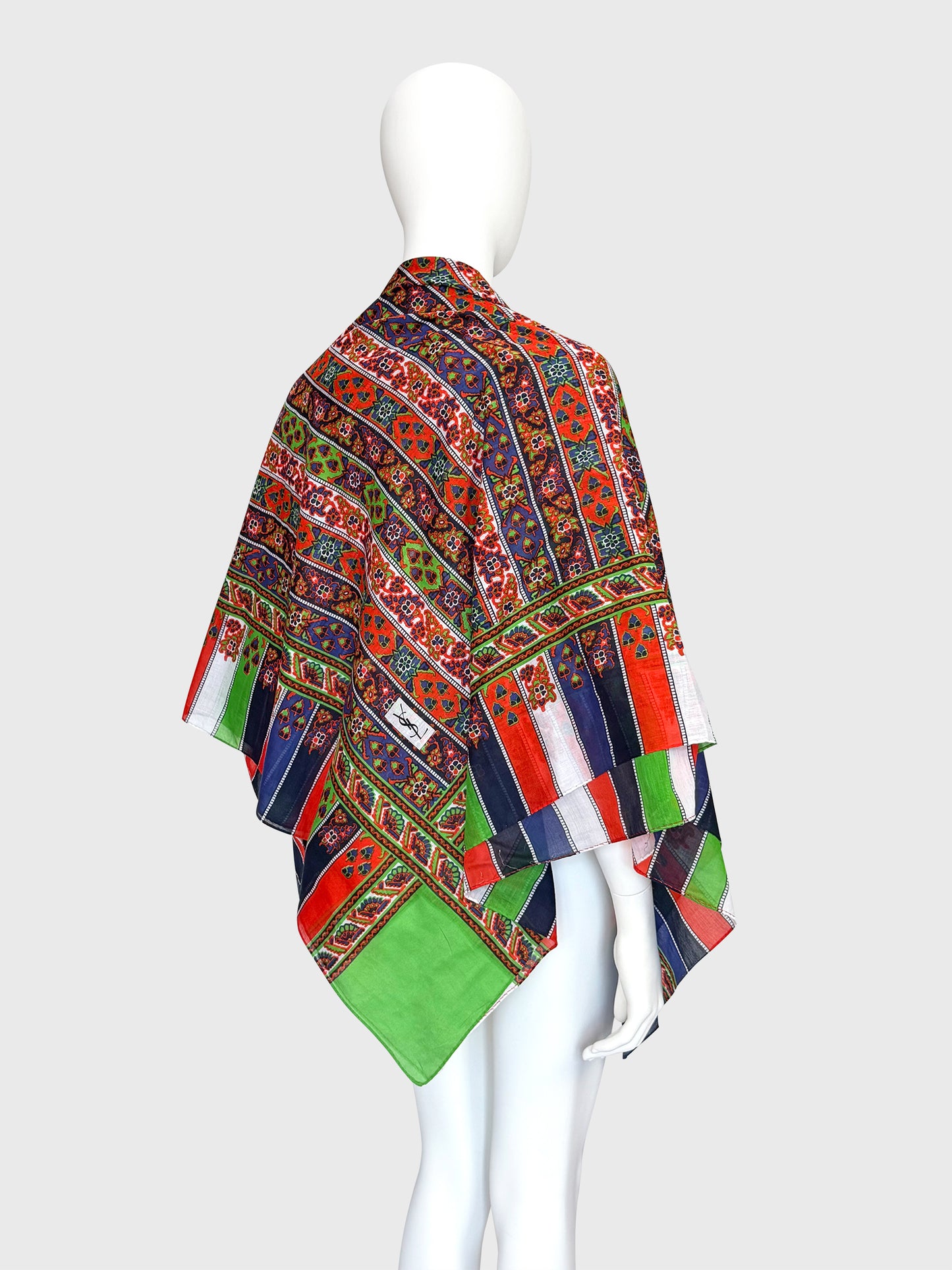 YVES SAINT LAURENT Spring 1977 Vintage Spanish Collection Oversized Printed Cotton Scarf