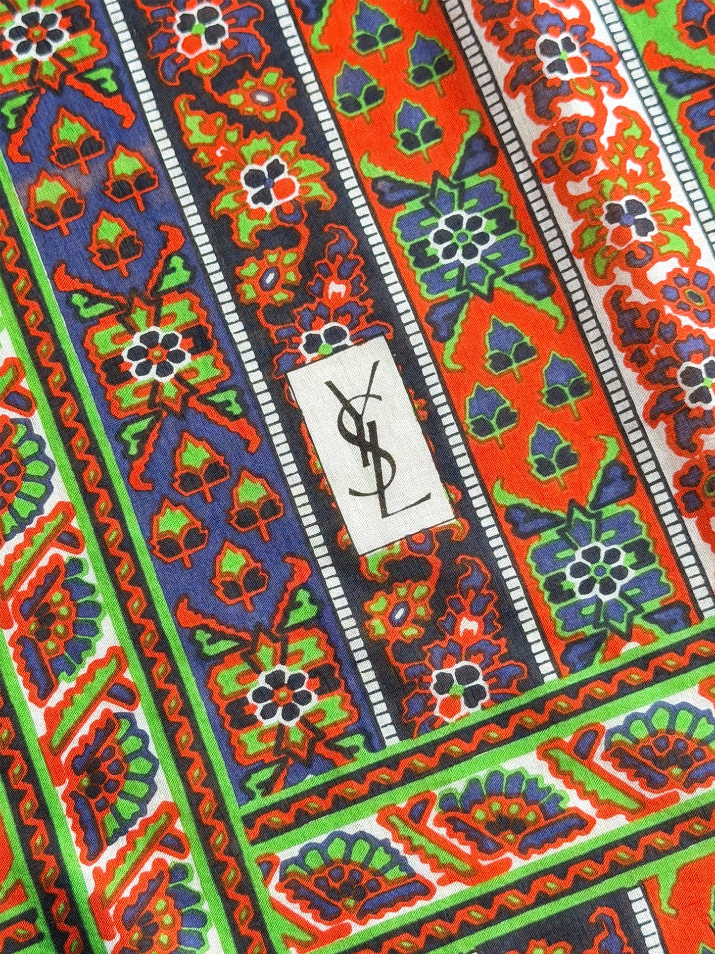 YVES SAINT LAURENT Spring 1977 Vintage Spanish Collection Oversized Printed Cotton Scarf