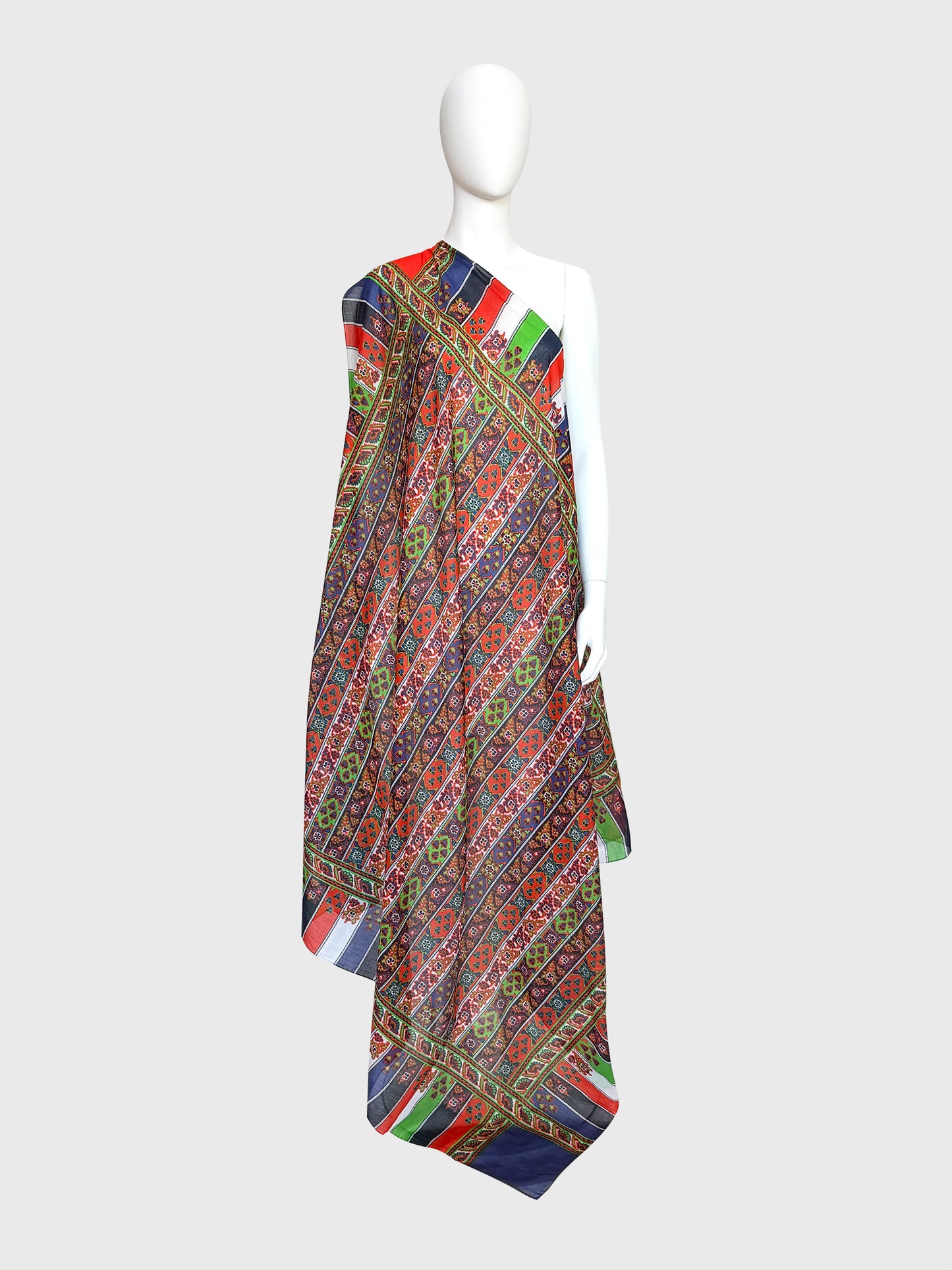 YVES SAINT LAURENT Spring 1977 Vintage Spanish Collection Oversized Printed Cotton Scarf