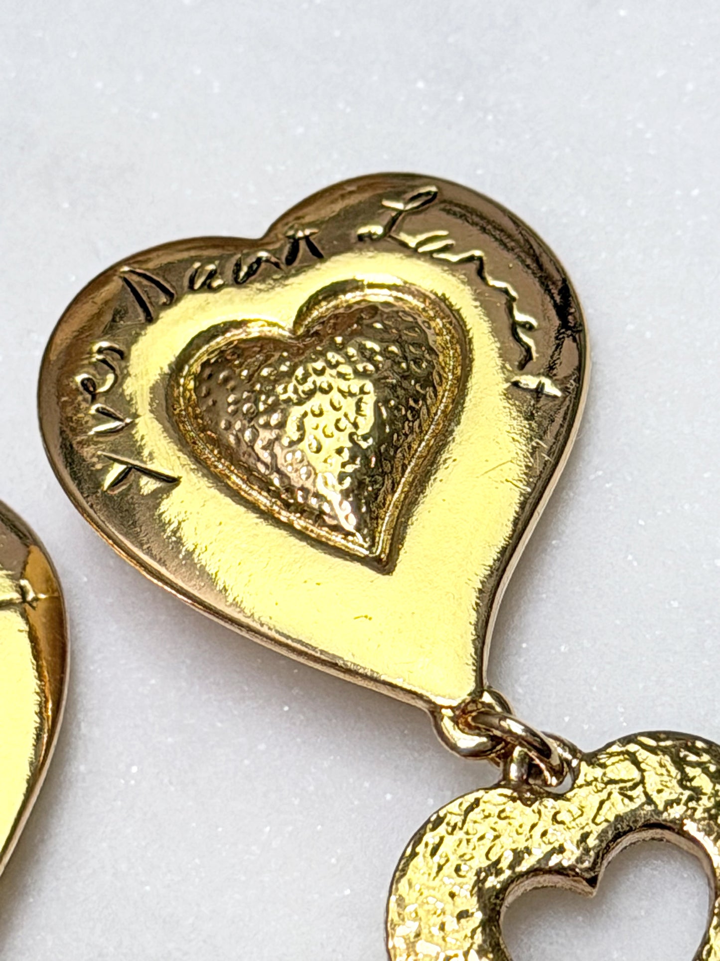 YVES SAINT LAURENT 1980s 1990s Vintage Heart Dangle Earrings
