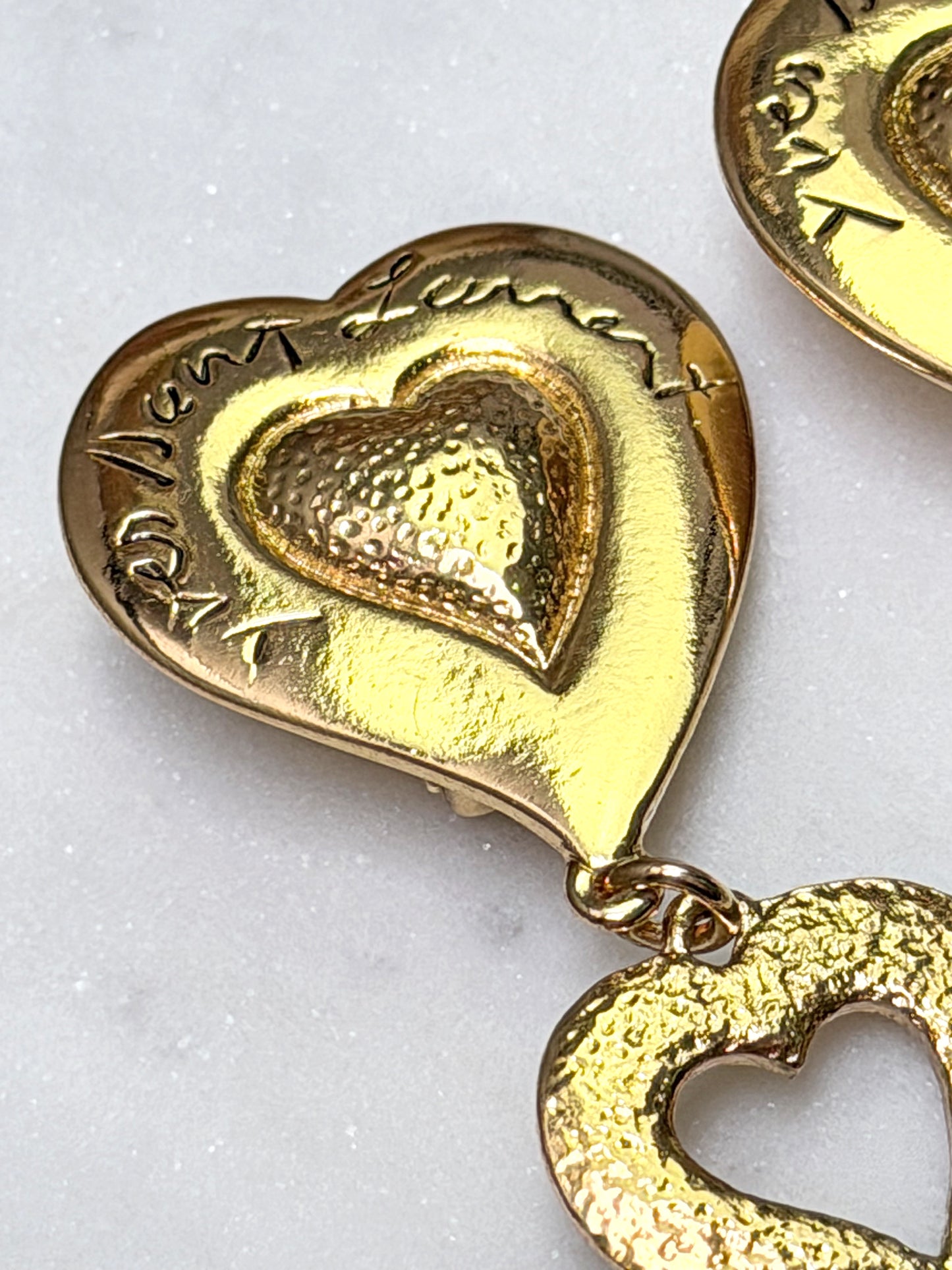 YVES SAINT LAURENT 1980s 1990s Vintage Heart Dangle Earrings