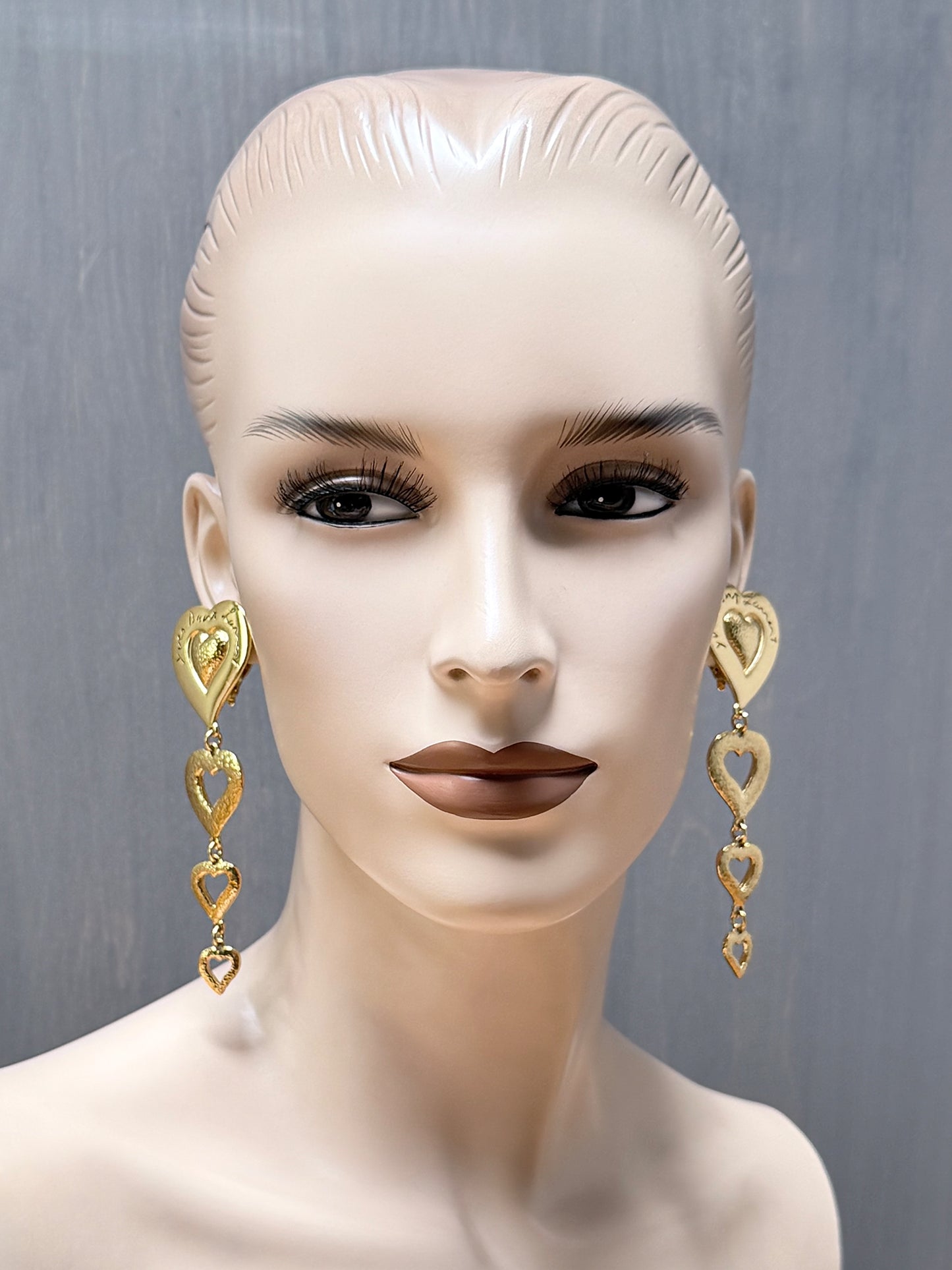 YVES SAINT LAURENT 1980s 1990s Vintage Heart Dangle Earrings