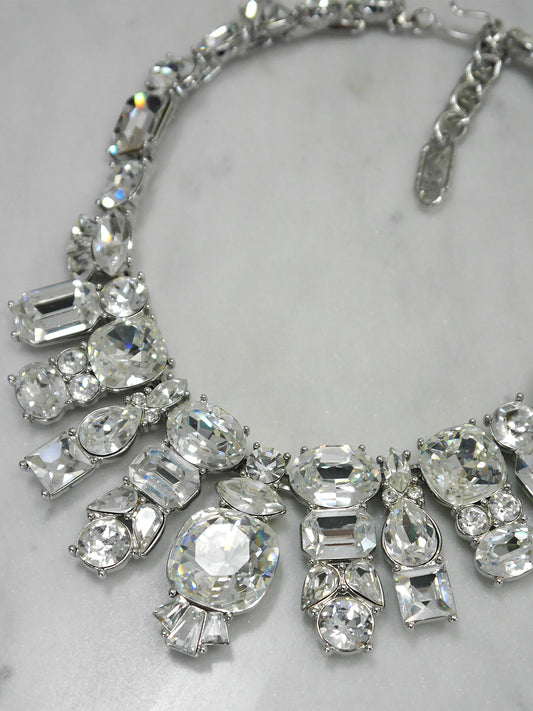 YVES SAINT LAURENT Vintage Chunky Glass Crystals Statement Necklace Collier