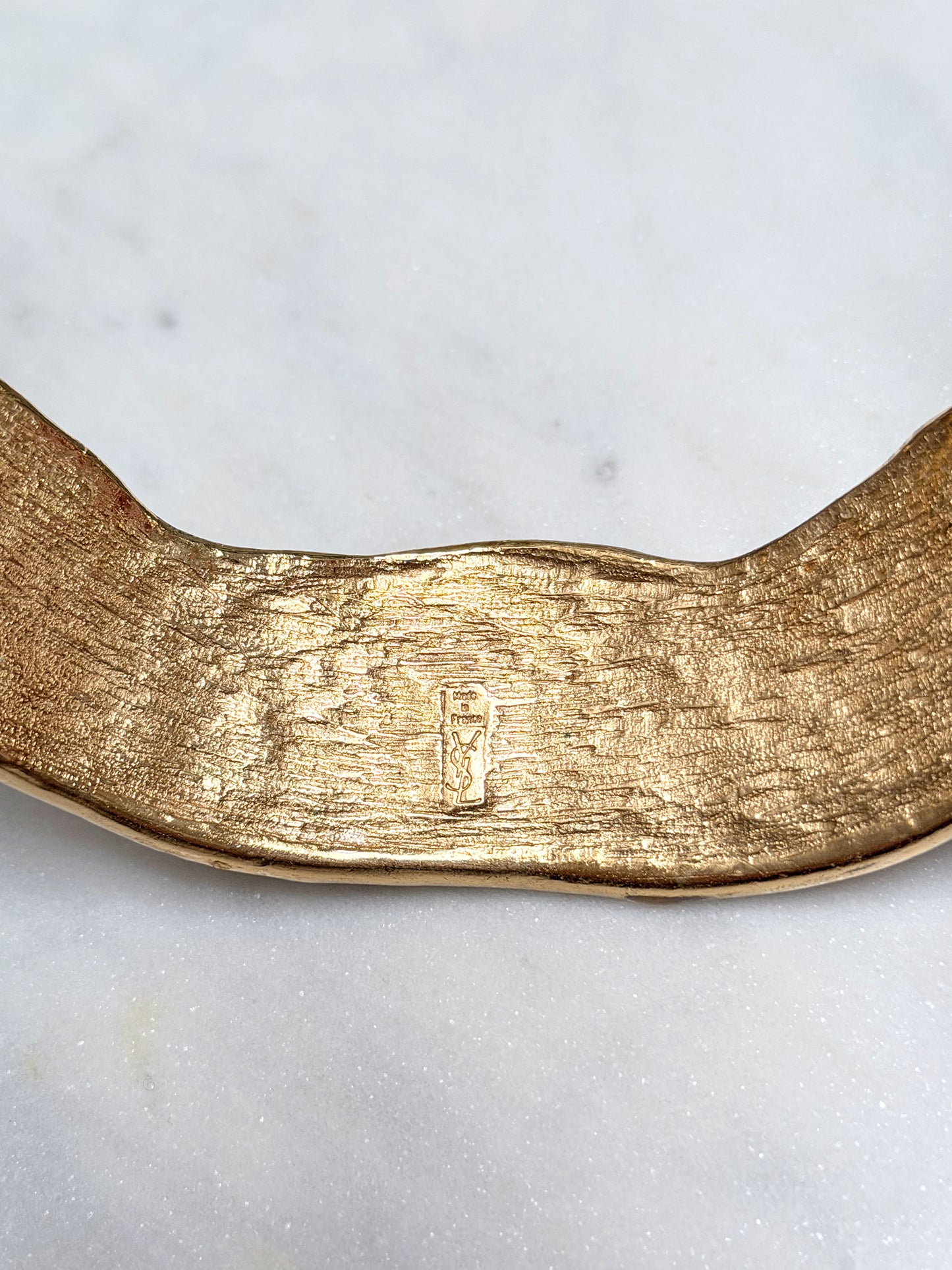 YVES SAINT LAURENT Vintage Harlequin Choker Necklace Collier Gold & Enamel