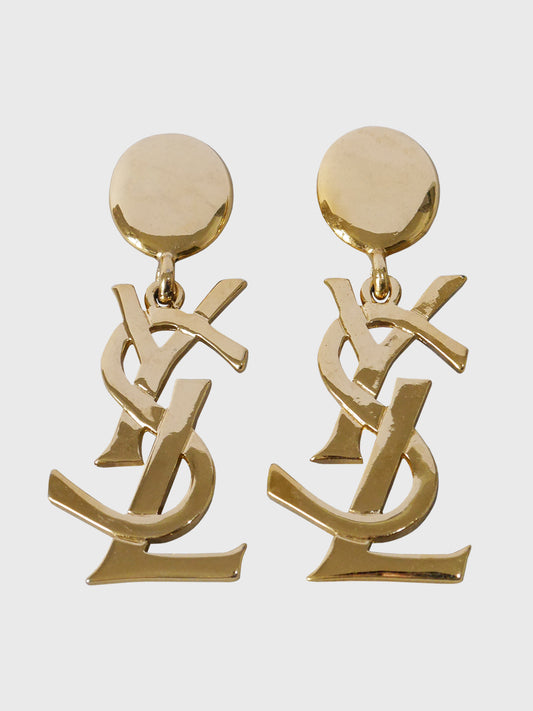 YVES SAINT LAURENT Vintage YSL Logo Clip-On Earrings as Seen in "Sex and the City"