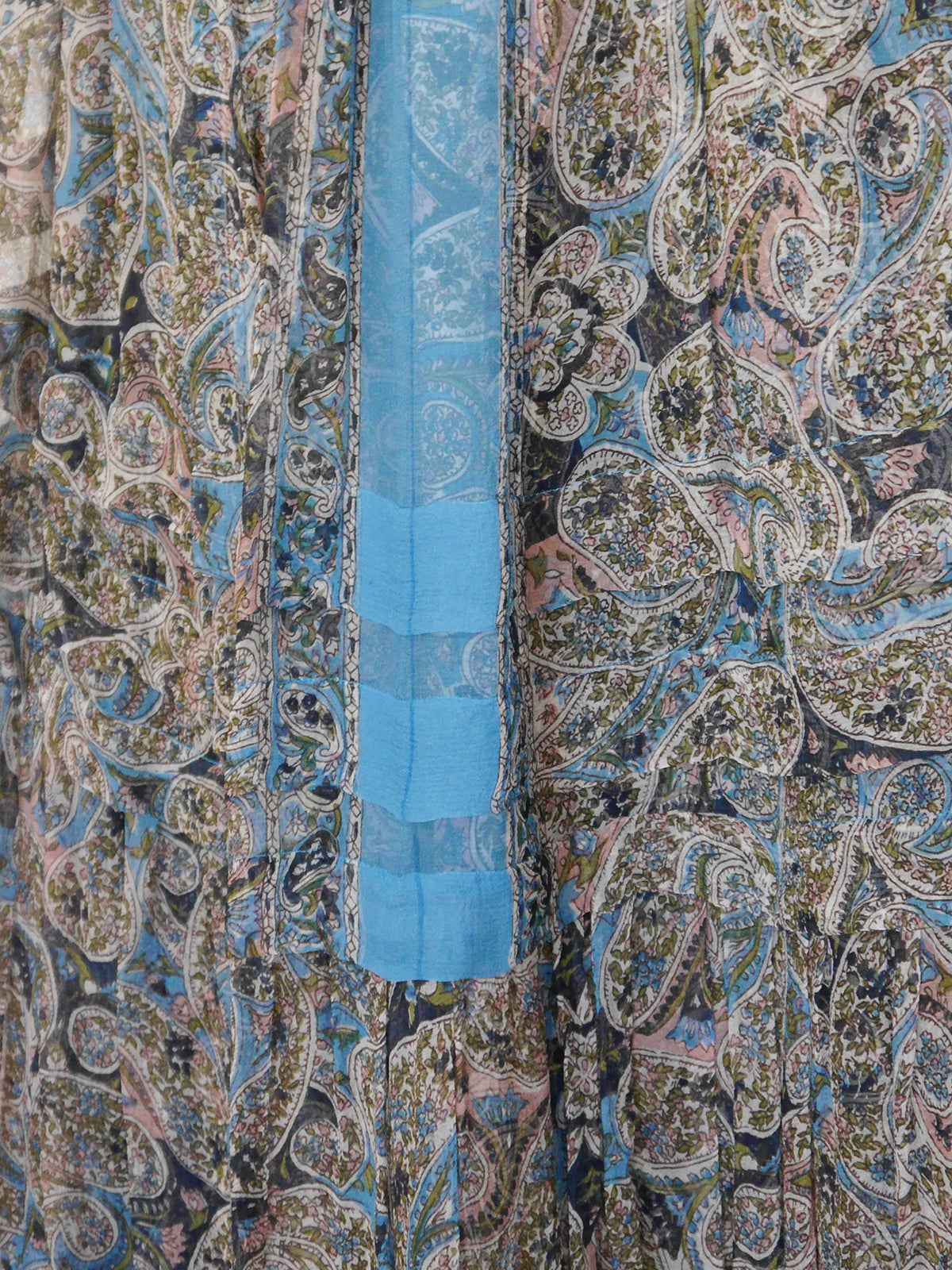 BALENCIAGA by Nicolas Ghesquière 2005 Ikat Paisley Silk & Lace Peasant Maxi Dress
