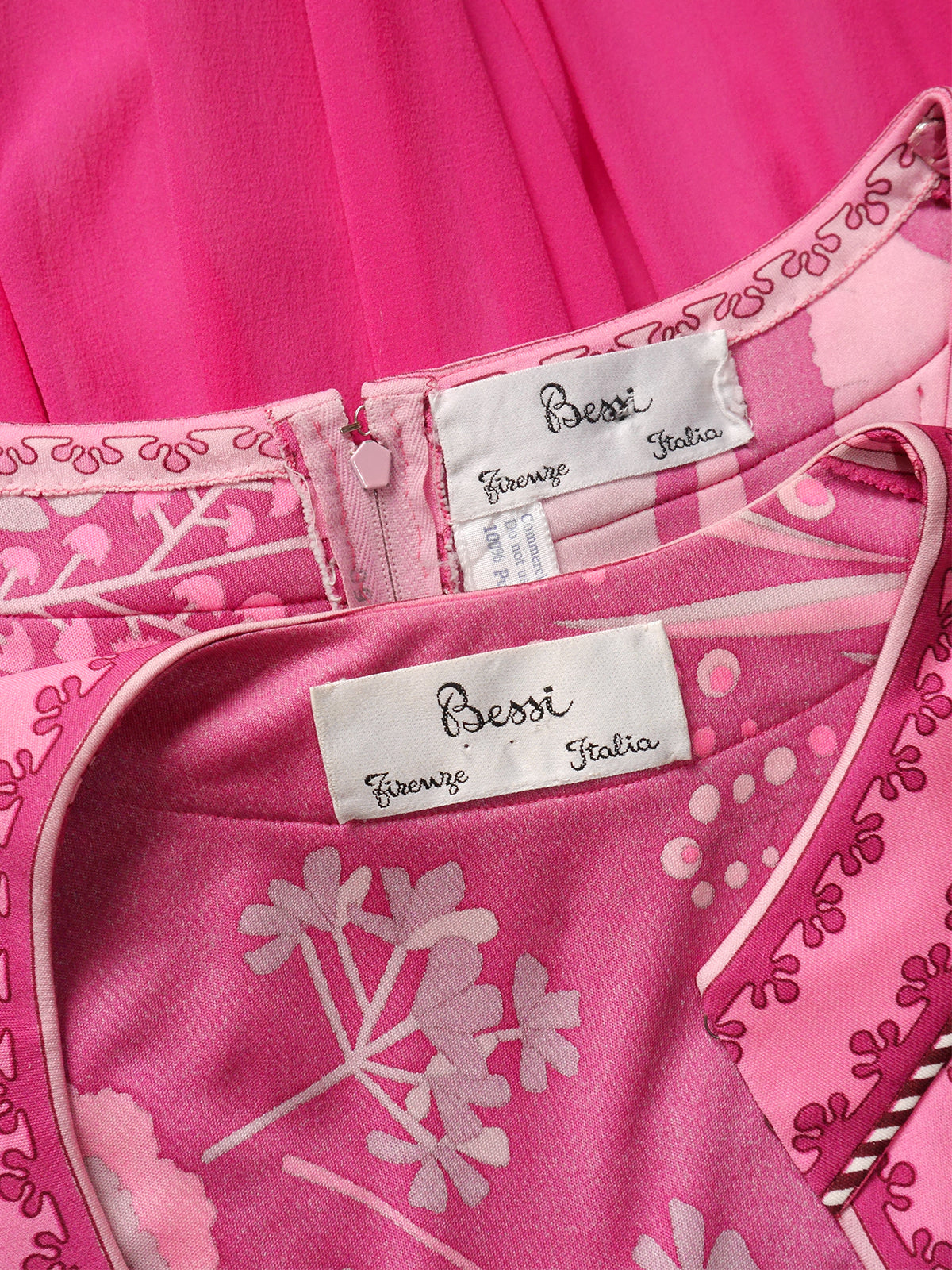 BESSI 1970s Pink Silk Maxi Evening Gown w/ Jacket