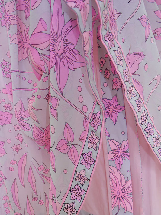 BESSI 1970s Silk Jersey & Chiffon Maxi Evening Gown
