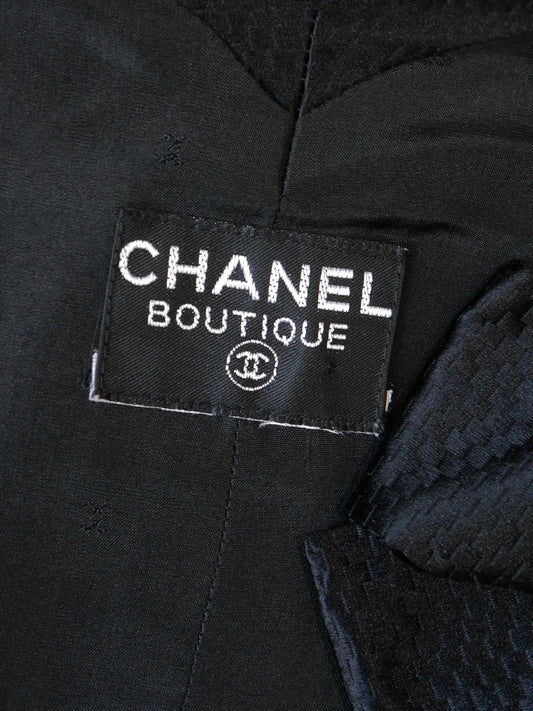 CHANEL by Karl Lagerfeld Fall 1991 Vintage Black Silk Evening Dress Runway Piece