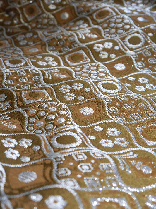 CHRISTIAN DIOR 1960s Vintage Gold & Silver Brocade Cocktail Dress