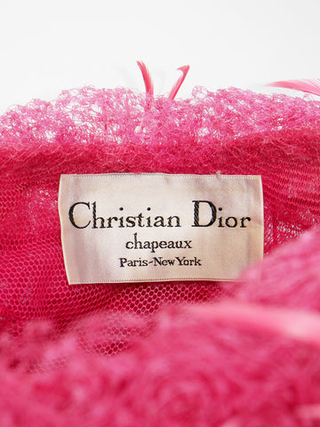 Christian Dior Vibrant Pink Tulle Vintage Hat christian_dior_1960s_vintage_p  main image 3