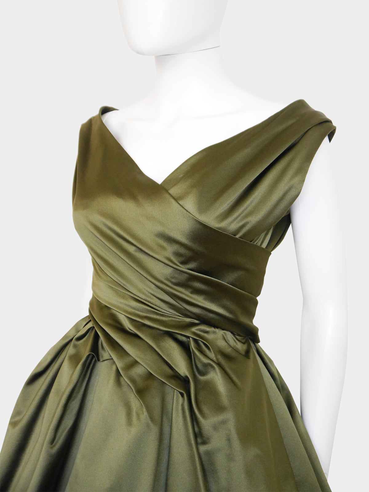CHRISTIAN DIOR Fall 1957 Haute Couture Venezuela Draped Silk Evening  Dress Size XXS-XS