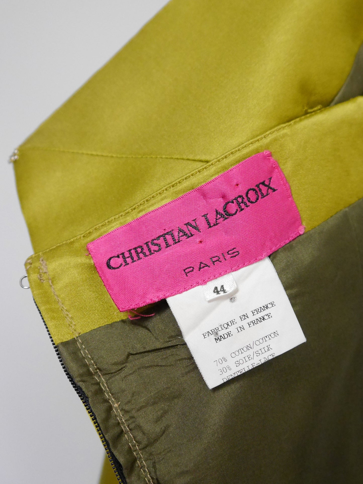 CHRISTIAN LACROIX Fall 1991 Vintage Chartreuse Cocktail Evening Dress Size L