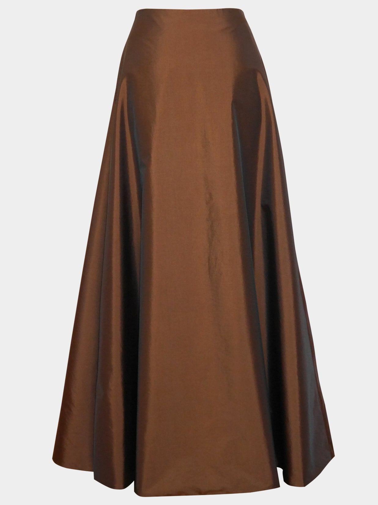 CLAUDE MONTANA 1990s Vintage Minimalist Copper Silk Maxi Evening Ball Gown Skirt Size S