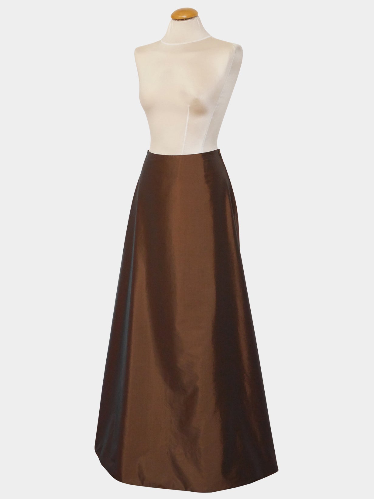 CLAUDE MONTANA 1990s Vintage Minimalist Copper Silk Maxi Evening Ball Gown Skirt Size S