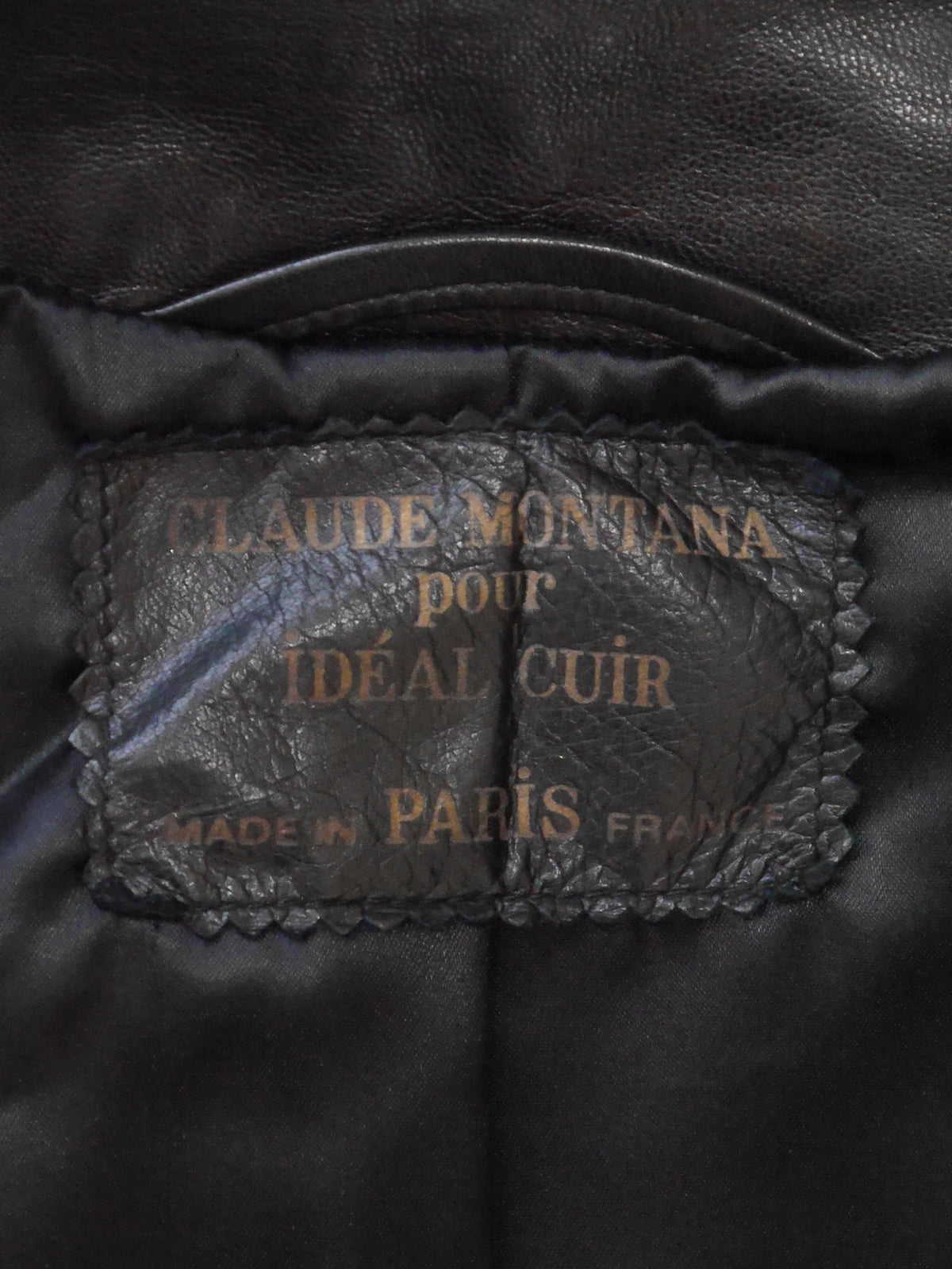 CLAUDE MONTANA Spring 1984 Vintage Cropped Leather Jacket w/ Oversized Shoulders