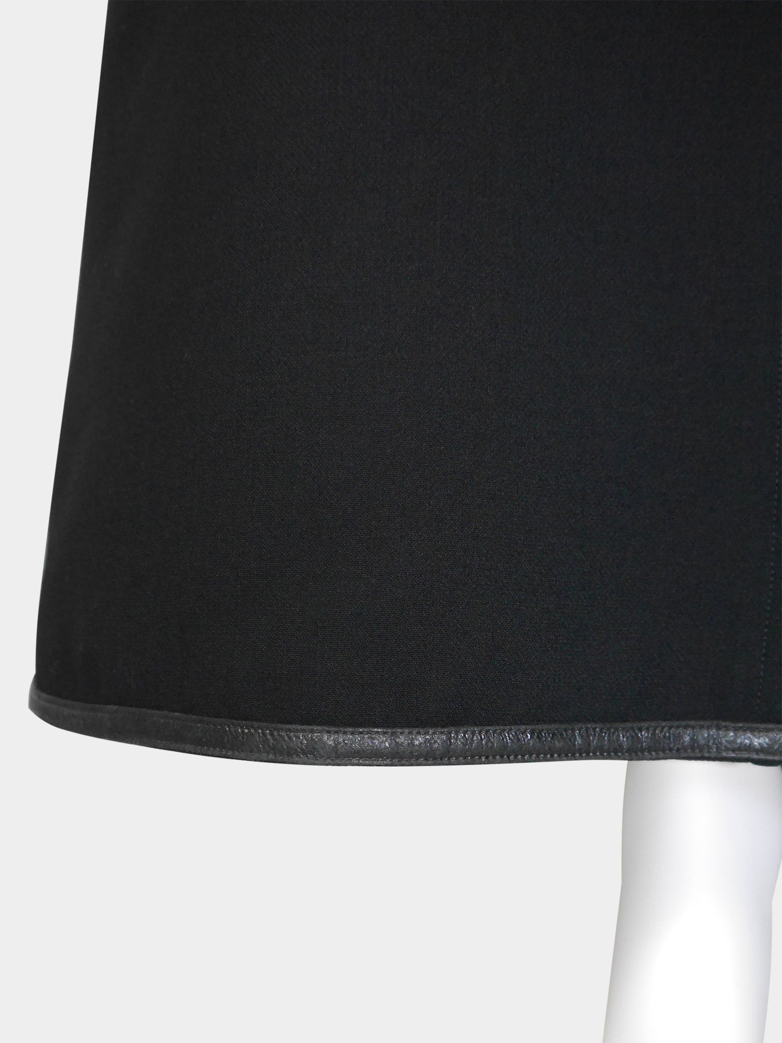 COURRÈGES 1960s 1970s Vintage Black Maxi Evening Dress Faux Leather Edges Size S