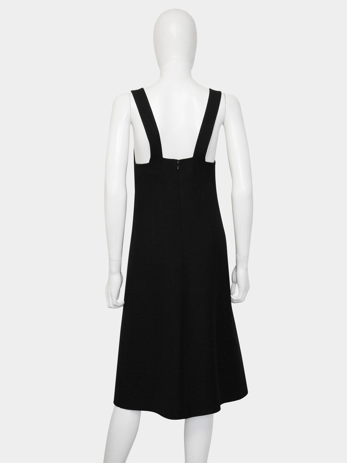 COURRÈGES 1960s 1970s Vintage Black Wool Space Age Mod Dress Size XXS