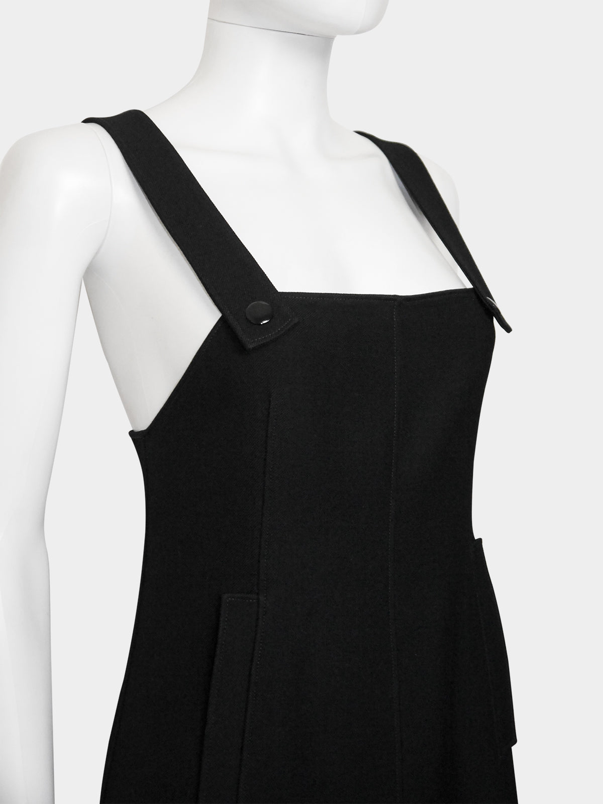 COURRÈGES 1960s 1970s Vintage Black Wool Space Age Mod Dress Size XXS