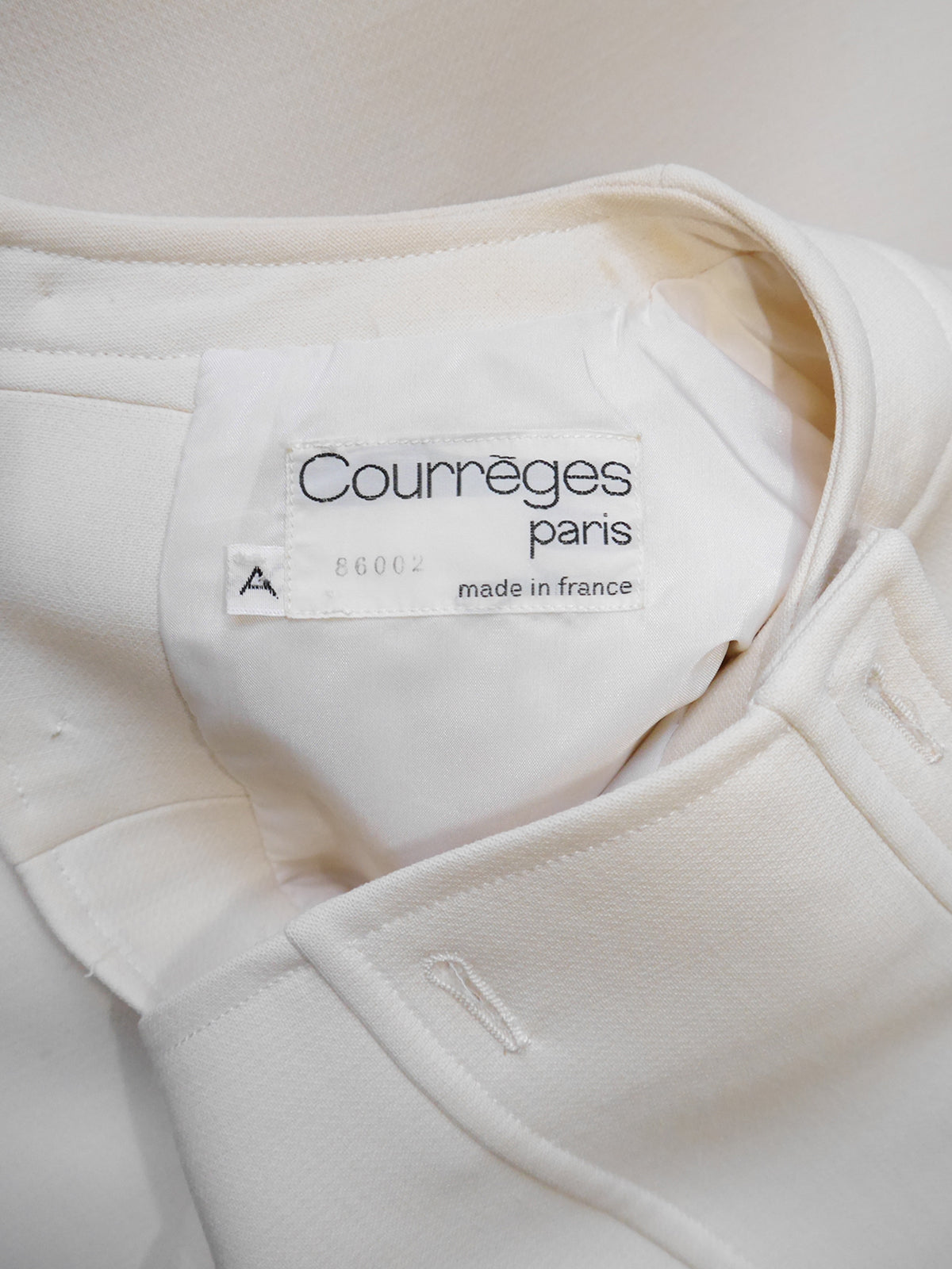 COURRÈGES 1960s Vintage Numbered Cream Beige Space Age Dress