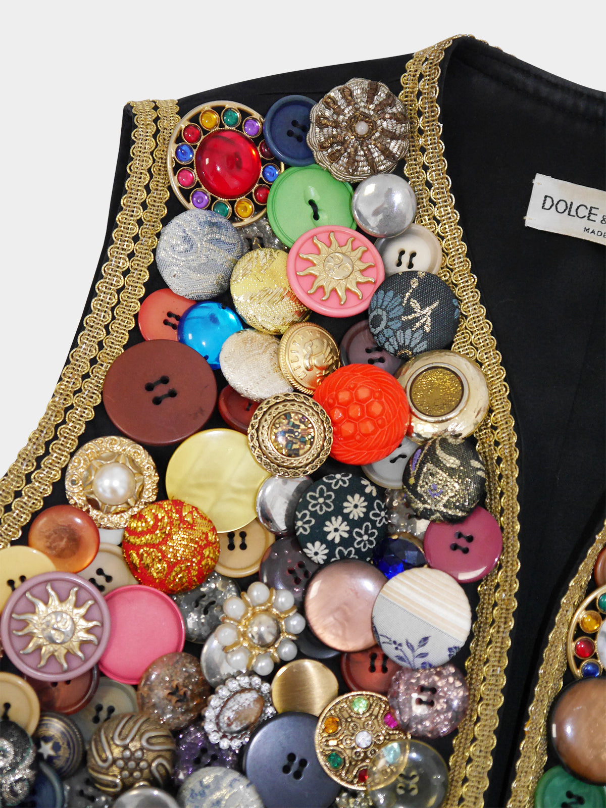 DOLCE & GABBANA Spring 1993 Vintage Button Embellished Cropped Vest Size S