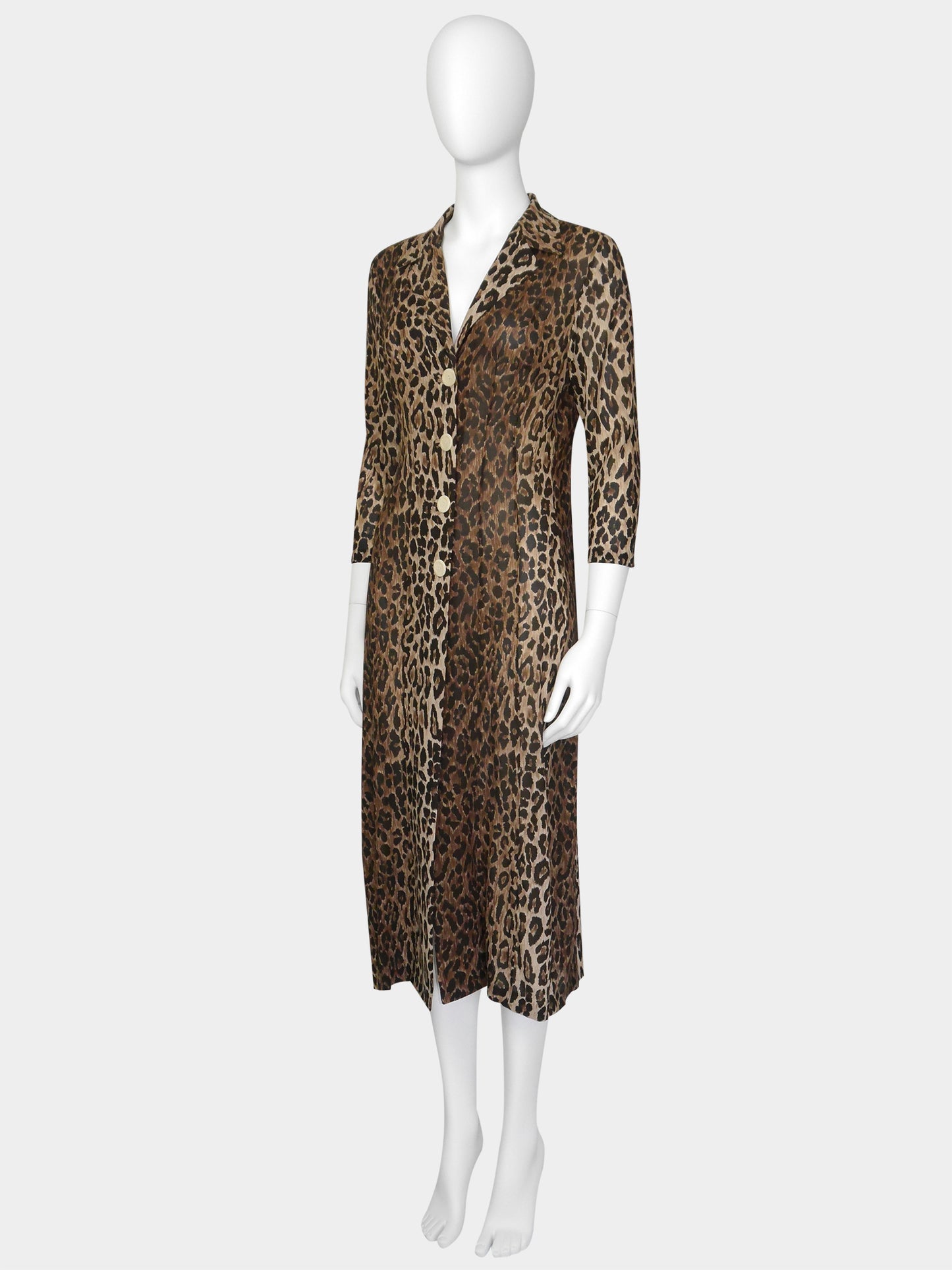 DOLCE & GABBANA Spring 1997 Vintage Leopard Print Silk Evening Coat Size S