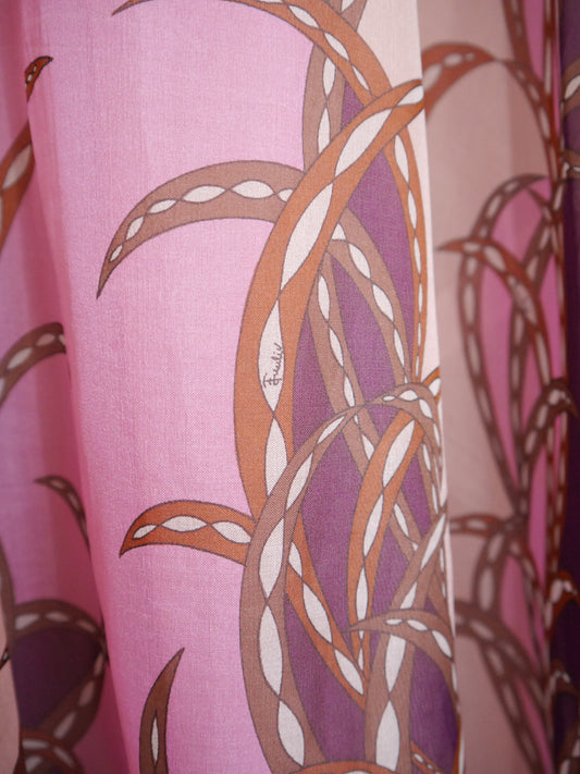 EMILIO PUCCI c. 1973 Vintage Silk Organza Evening Dress