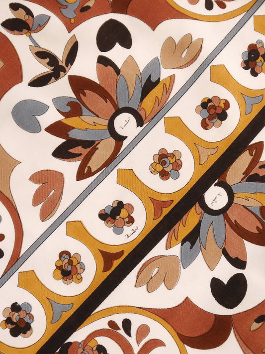 EMILIO PUCCI Vintage Brown Cotton Skirt w/ Signature Print