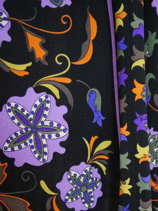 EMILIO PUCCI 1960s Vintage Signature Print Silk Dress