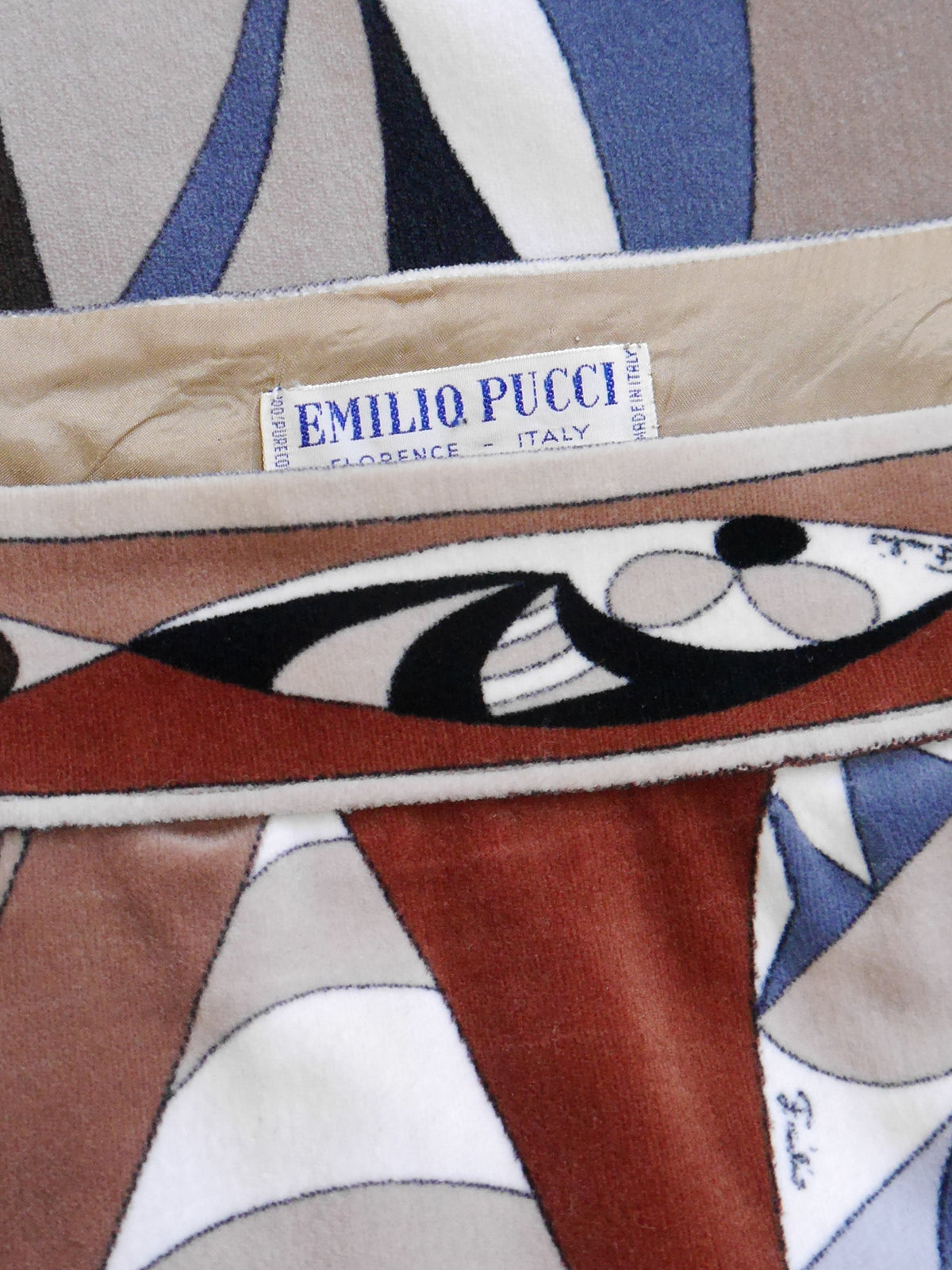 EMILIO PUCCI 1960s 1970s Vintage Brown Velvet Maxi Skirt