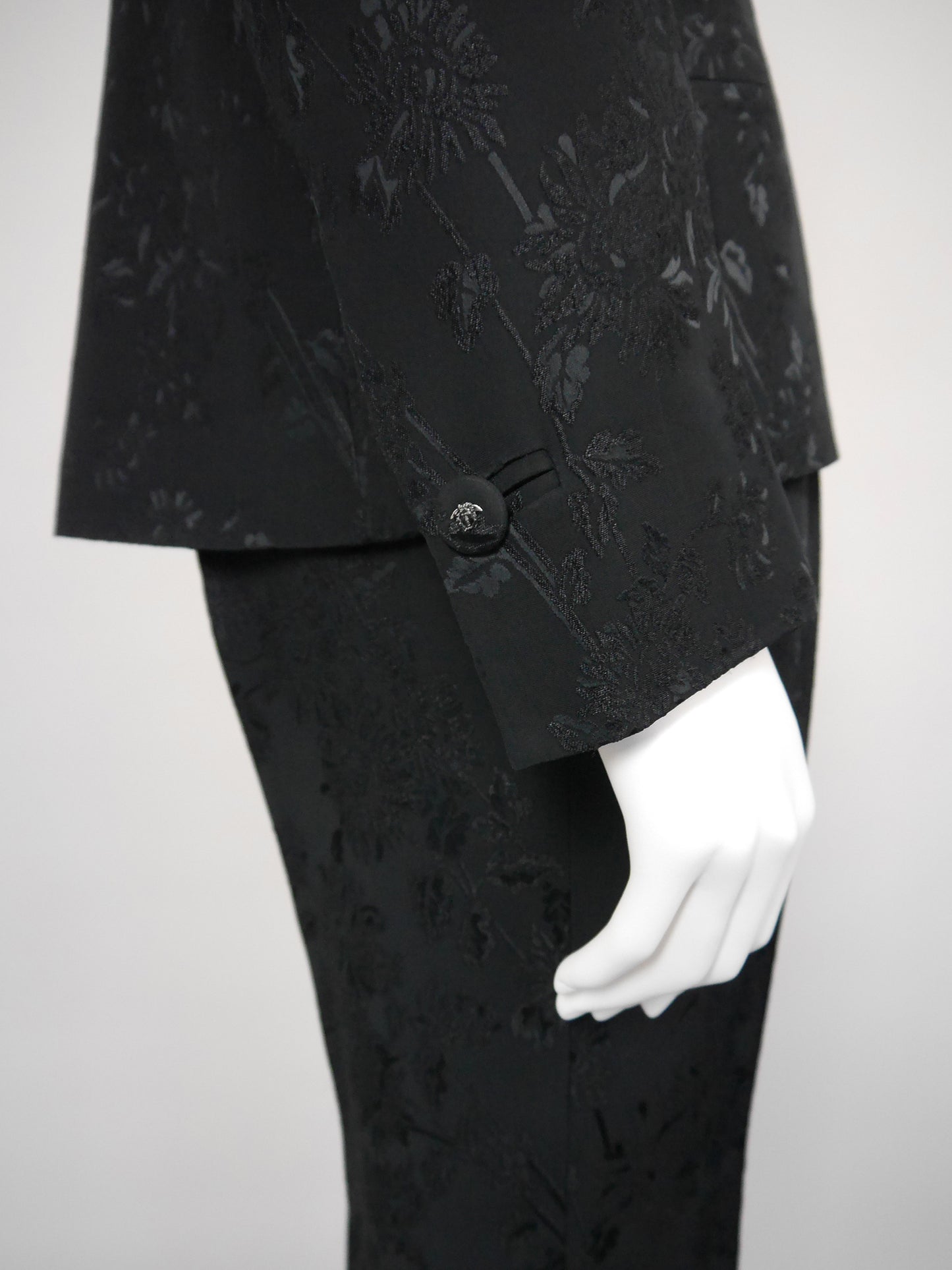 GIANNI VERSACE Couture 1990s 2000s Vintage Floral Jacquard Pants & Jacket Suit Size S
