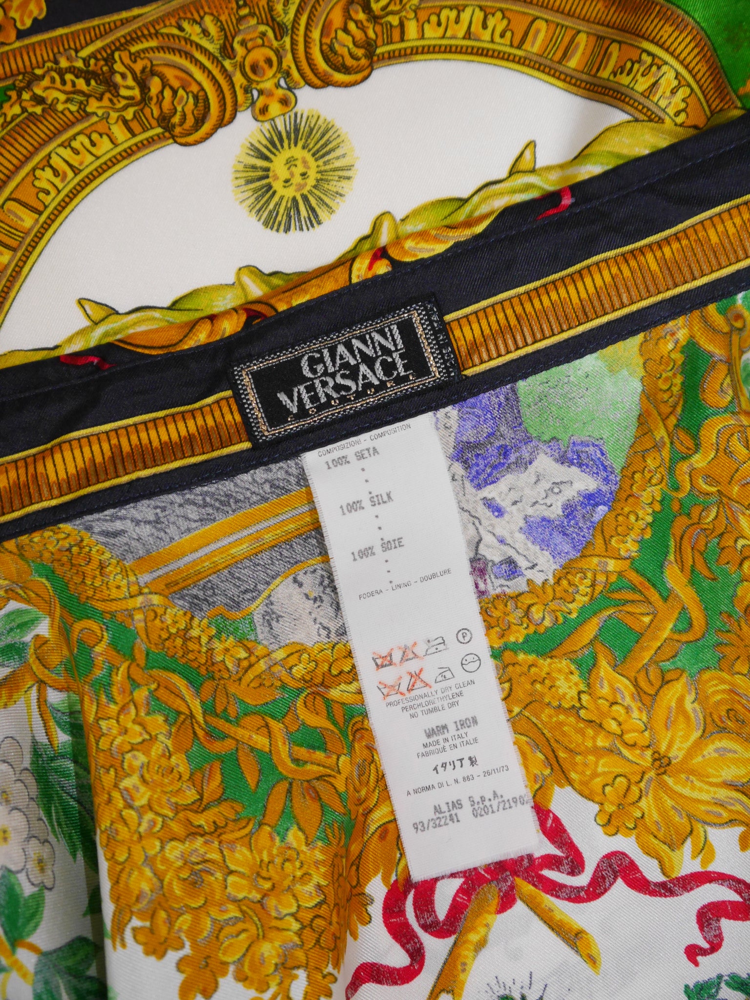 GIANNI VERSACE 1993 Vintage Baroque Mozart Print Silk Shirt Blouse Size S