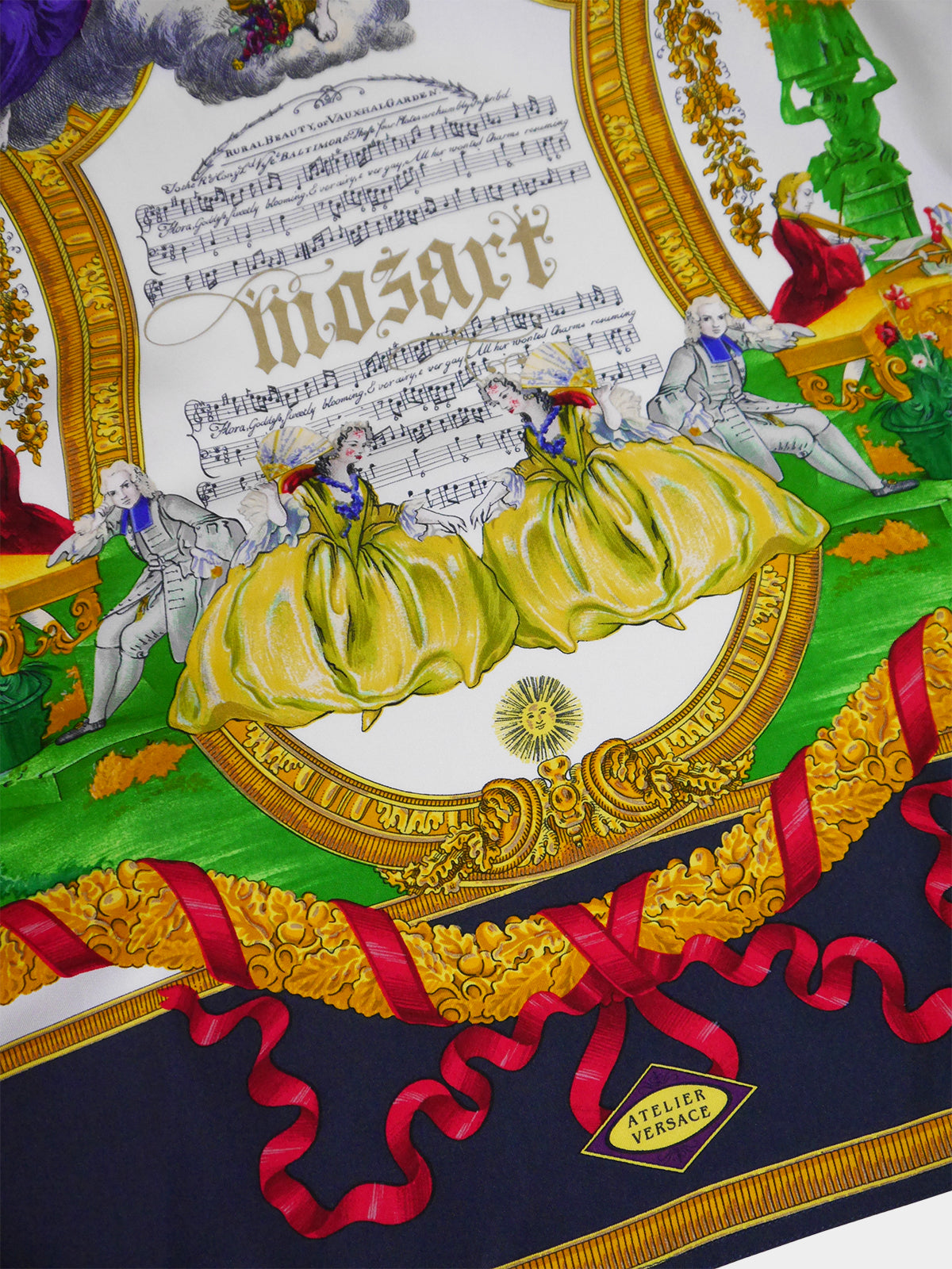 GIANNI VERSACE 1993 Vintage Baroque Mozart Print Silk Shirt Blouse Size S