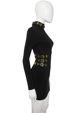 slim fit dress slacks 1994 Gianni Versace Gold Chain Mesh Dress Sz 40 – TheFindVintage