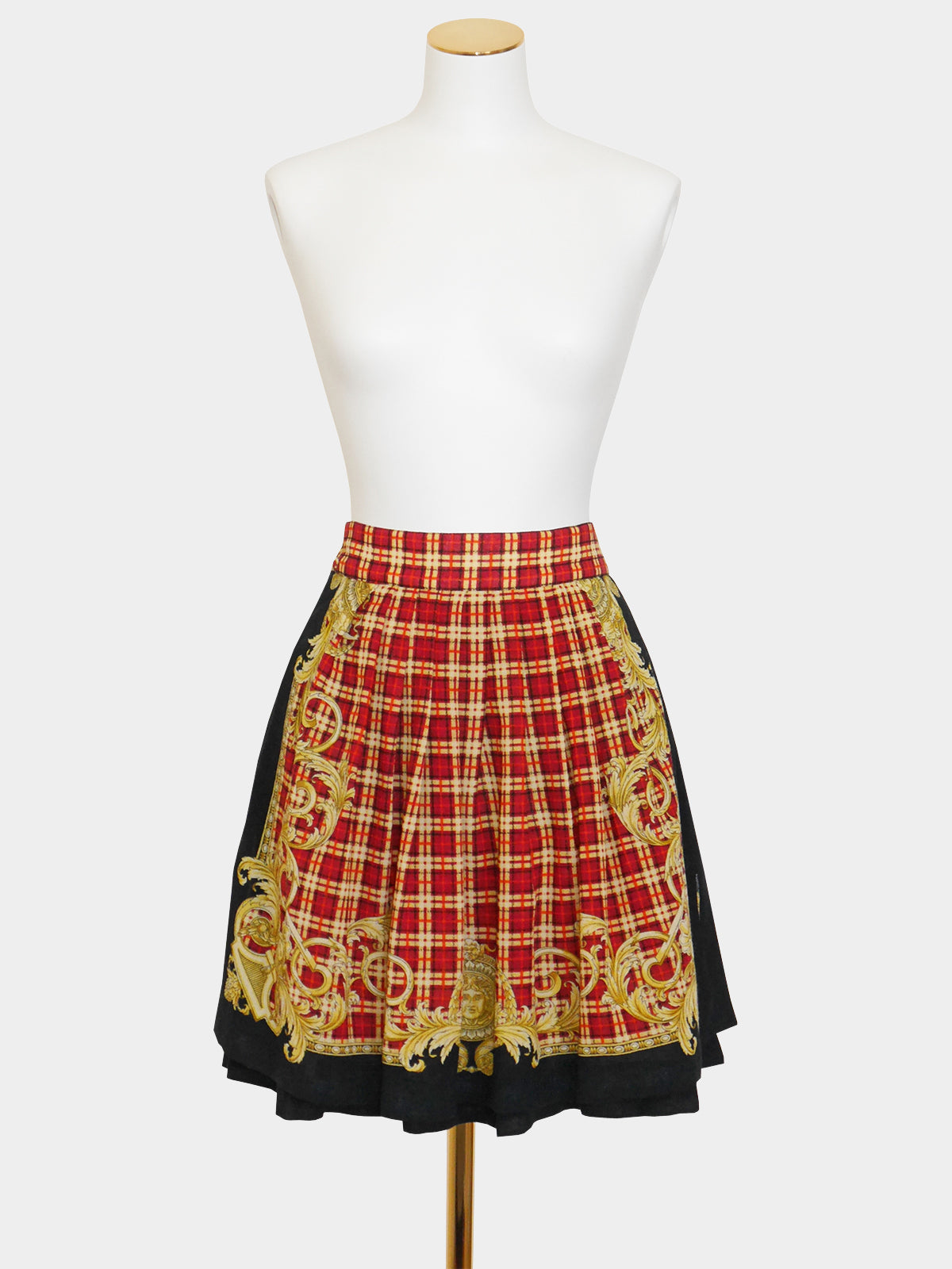 GIANNI VERSACE c. Spring 1992 Vintage Baroque Medusa Pleated Skirt Size S