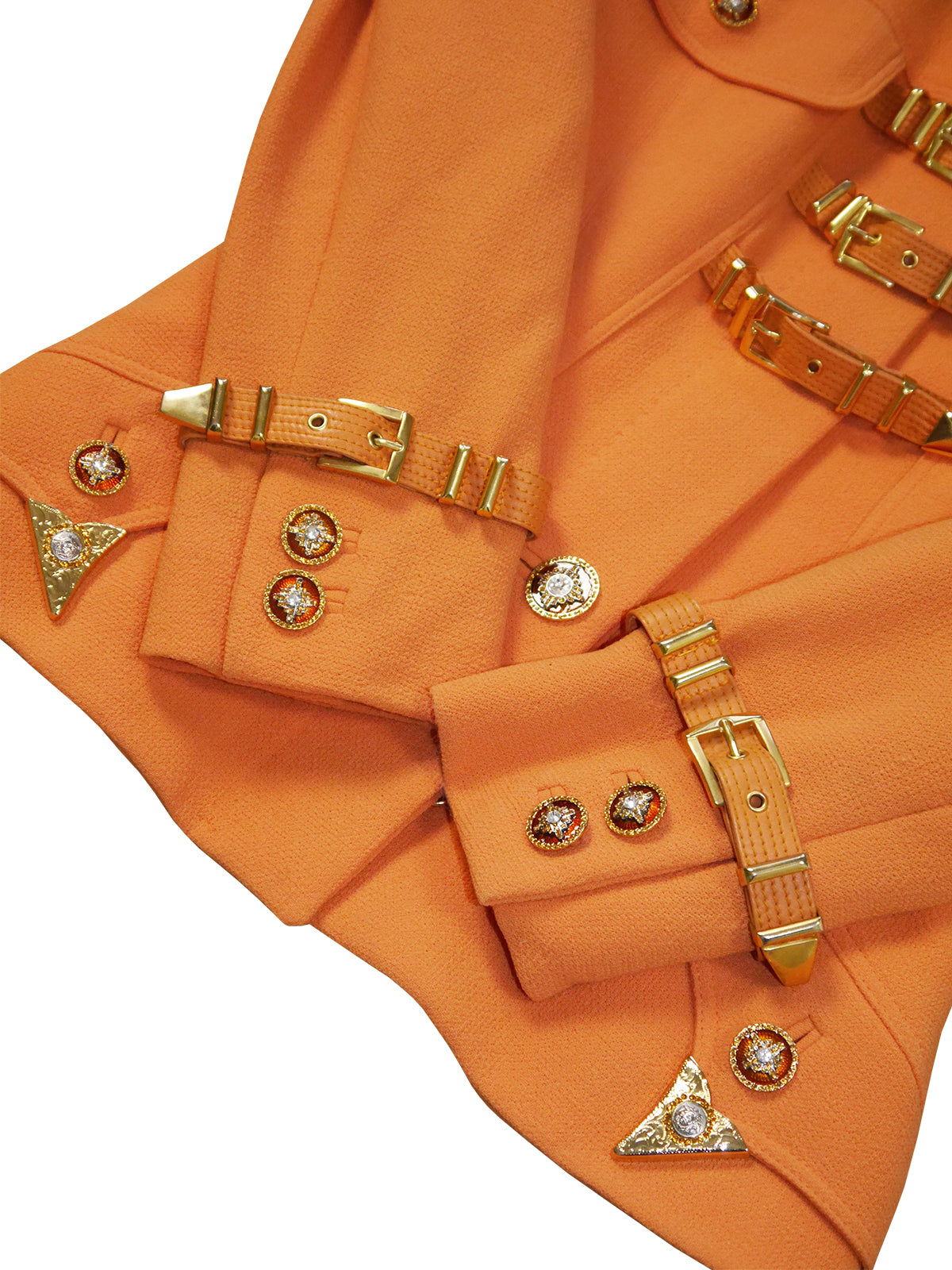 GIANNI VERSACE Couture Fall 1992 Tangerine Bondage Skirt Suit