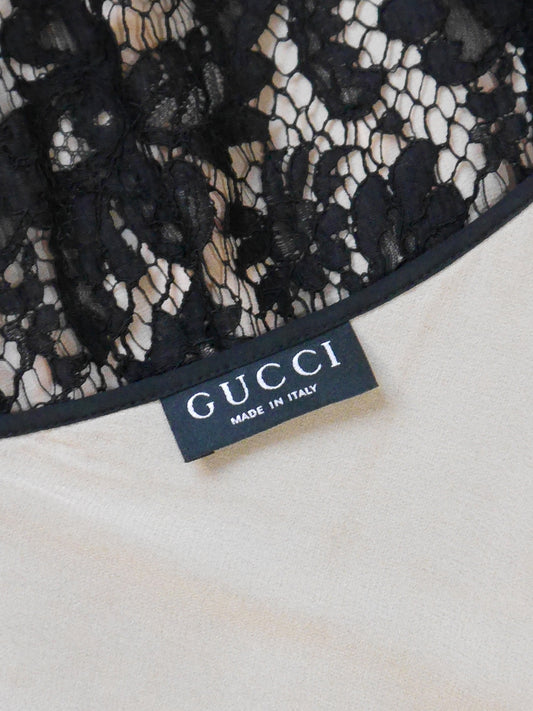 GUCCI by Tom Ford Spring 1996 Vintage Black Lace Babydoll Ultra Mini Dress