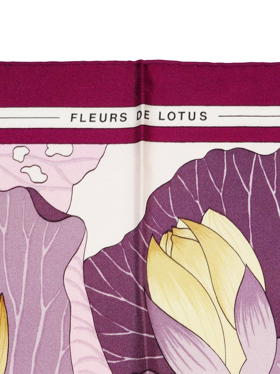 HERMÈS Vintage Silk Scarf Fleurs de Lotus by Christiane Vauzelles