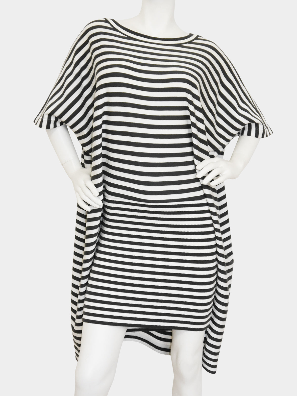 ISSEY MIYAKE c. 1985 Vintage Documented Striped "Two-in-One" Dress Size S