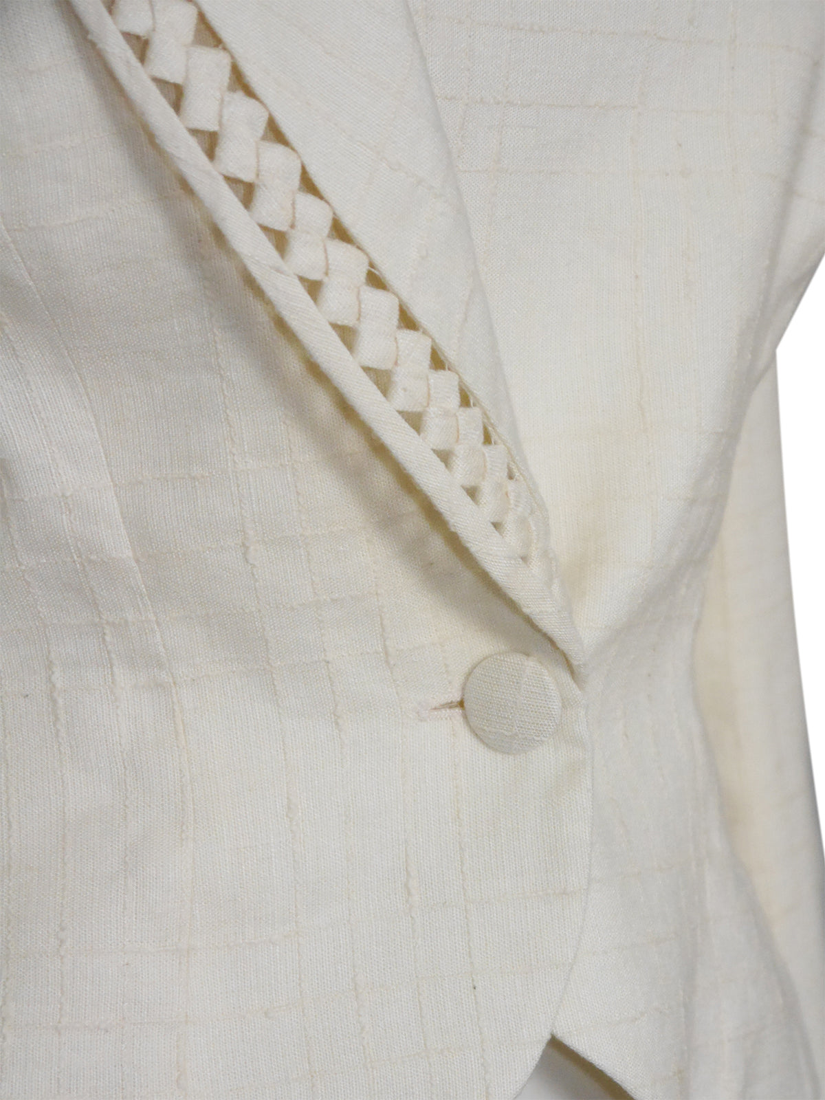 JOHN GALLIANO Spring 1999 Vintage Openwork Linen Jacket w/ Asymmetrical Collar SIZE M