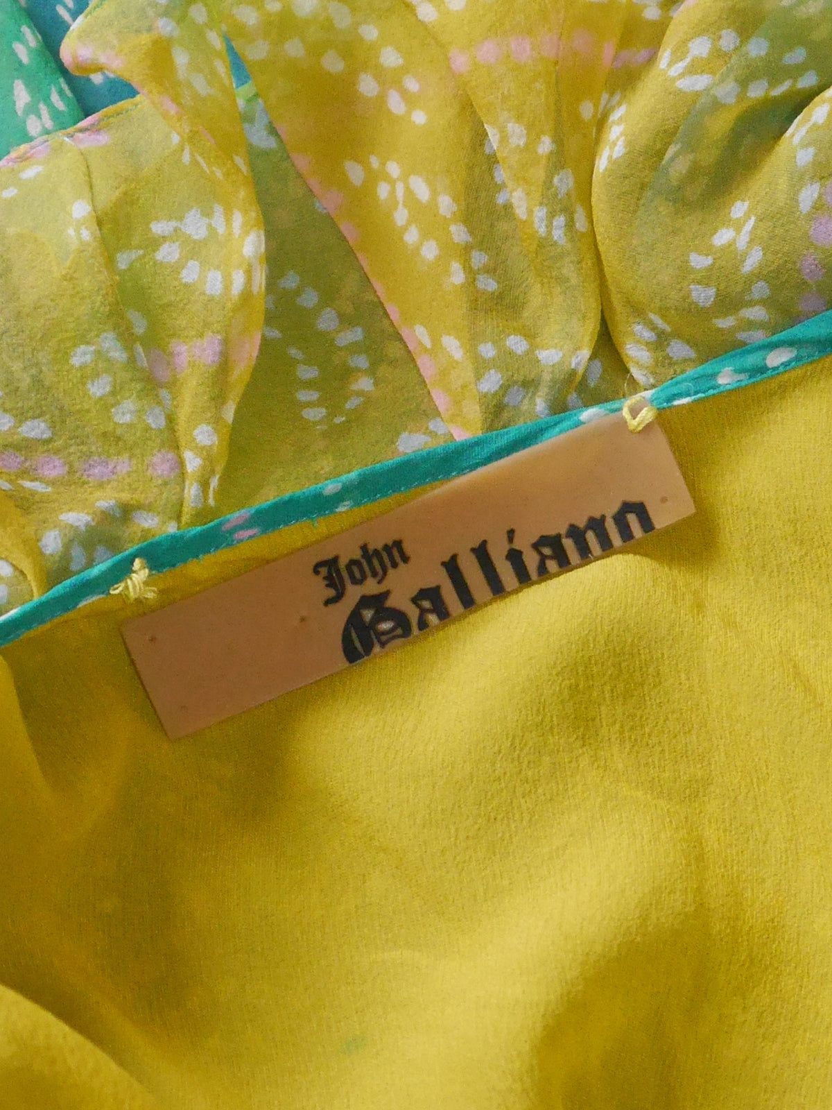 JOHN GALLIANO Spring 2003 Vintage Asymmetrical Ruffled Bias Cut Maxi Evening Dress