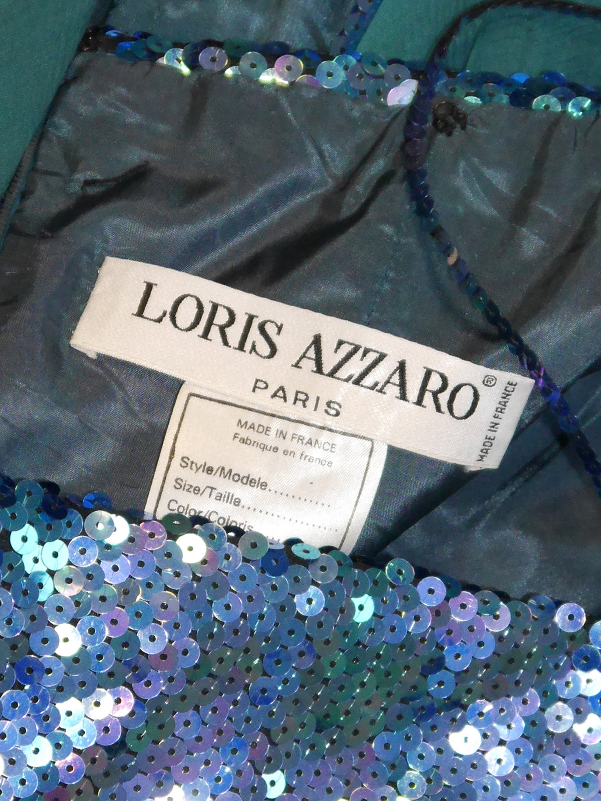 LORIS AZZARO Vintage Fully Sequined Evening Maxi Dress Gown w/ Cape