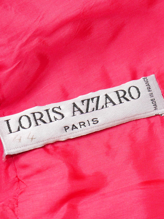 LORIS AZZARO Vintage Pink Draped Silk Maxi Evening Gown Pink Size S