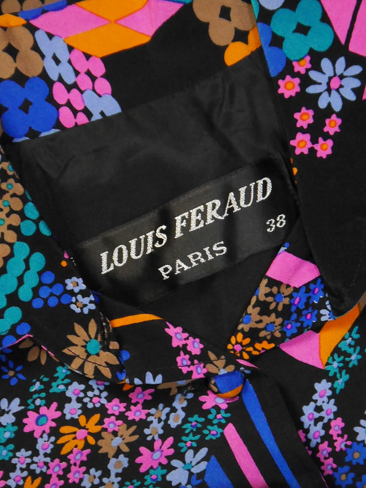 LOUIS FÉRAUD 1960s Vintage Printed Silk Dress w/ Belt