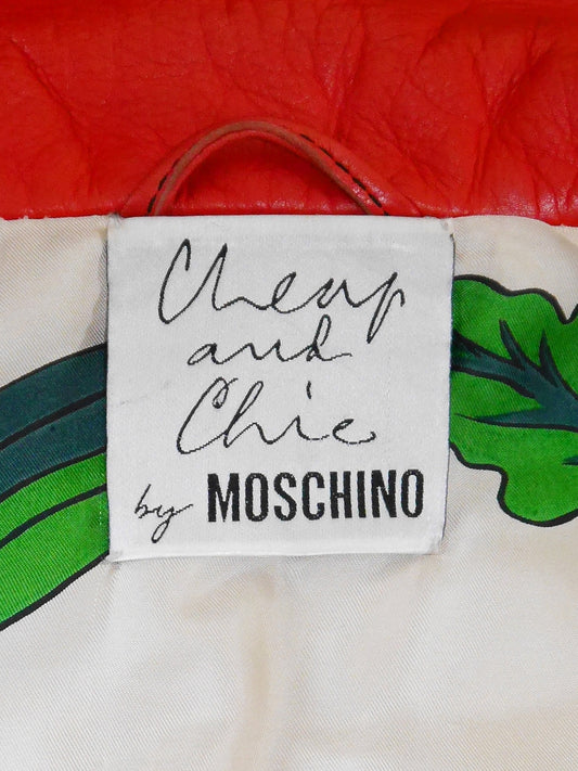 MOSCHINO Fall 1989 Vintage Flower Biker Leather Jacket