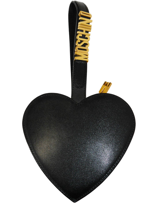 MOSCHINO by Redwall 1990s Vintage Black Heart Wristlet Evening Bag