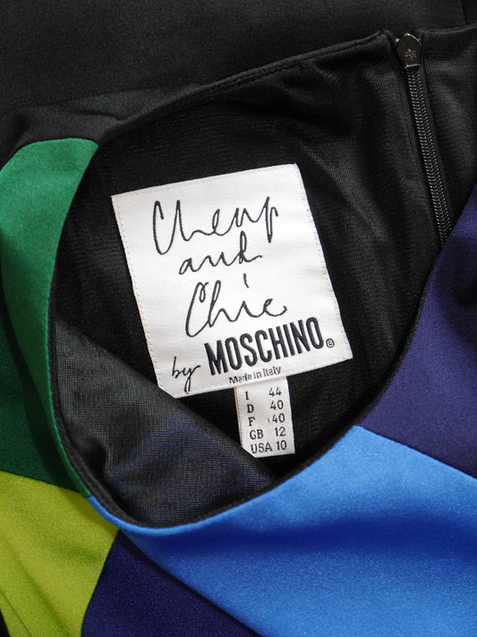 MOSCHINO 1990s Vintage Rainbow Colorblock Mini Dress