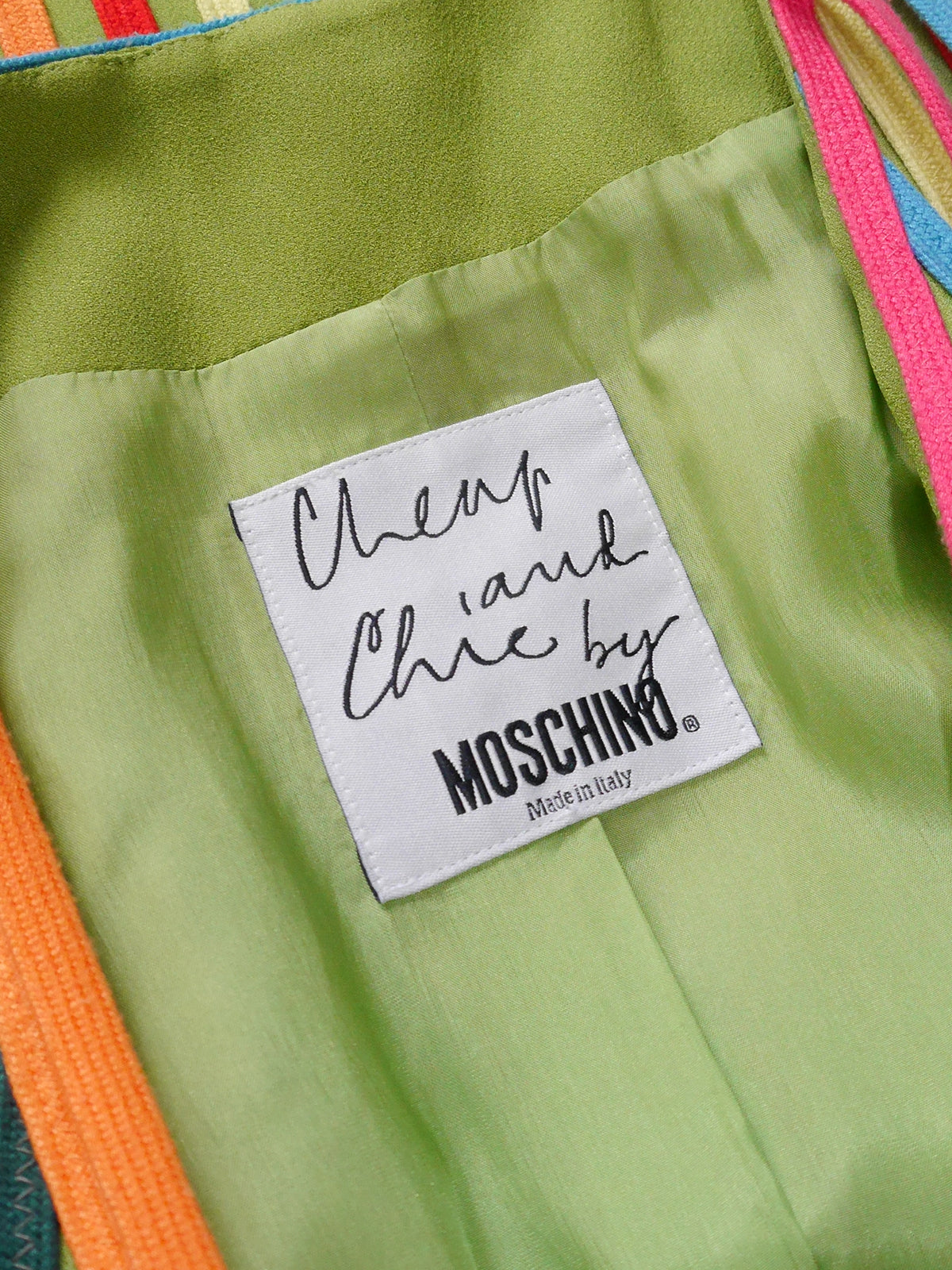 MOSCHINO 1990s Vintage Apple Green Shoe Lace Suit Skirt & Jacket