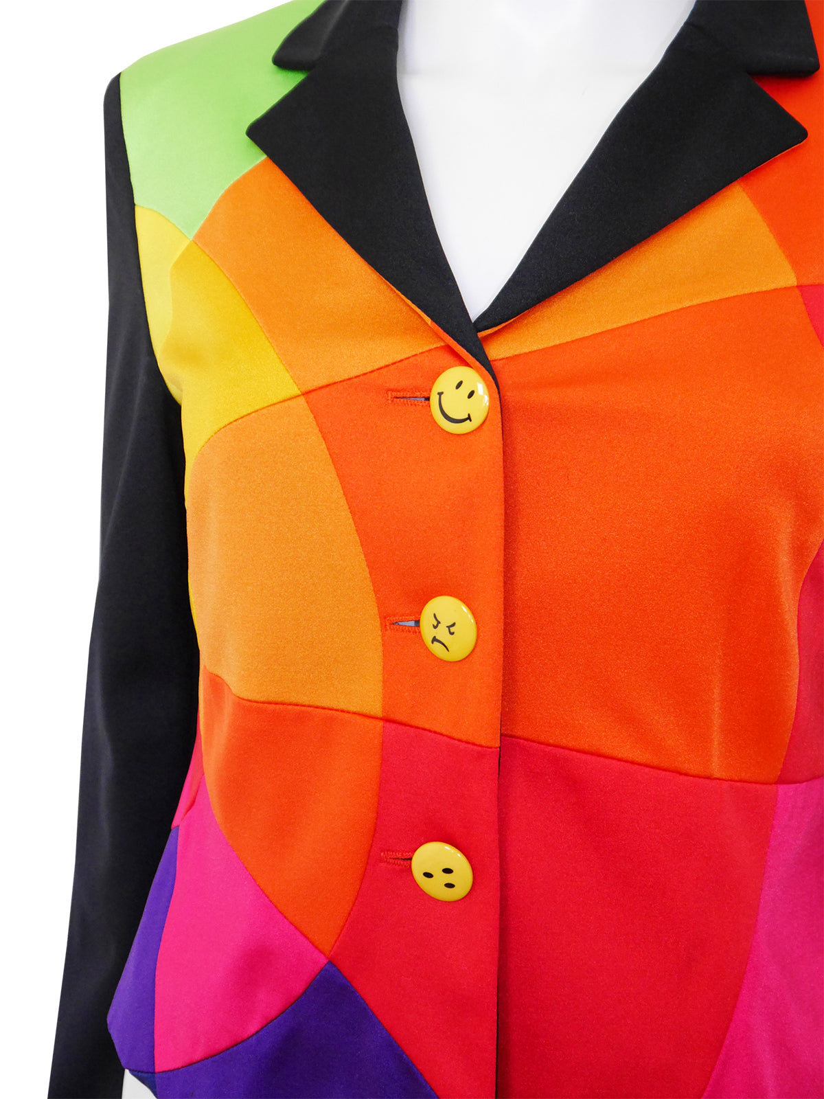 MOSCHINO 1990s Vintage Rainbow Colorblock Smiley Jacket