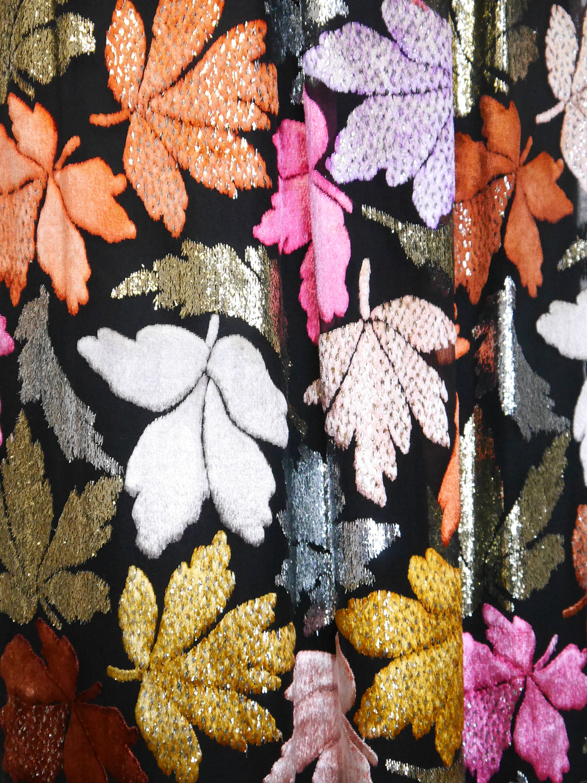 NINA RICCI 1970s 1980s Vintage Silk & Velvet Lamé Maxi Evening Skirt